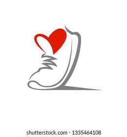 Abstract Running Shoe Symbol, Icon. Love Sport Concept, Used For Logo