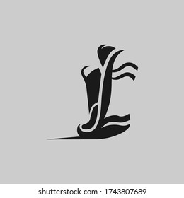 Abstract Running Shoe Symbol On Gray Backdrop. Design Element