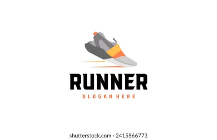 Abstract running shoe symbol on white backdrop. Design element