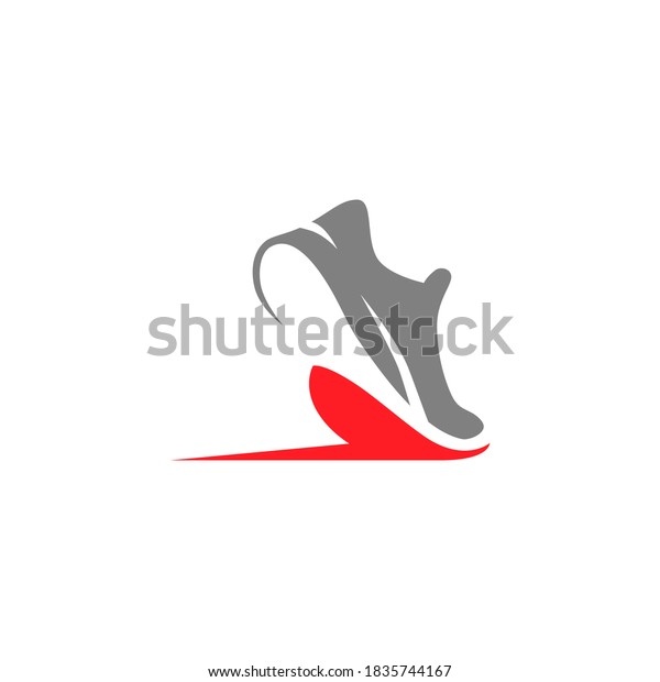 Abstract running shoe symbol on white backdrop.\
Design element