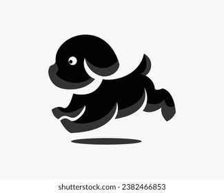 abstract running silhouette cute dog art logo design template illustration inspiration