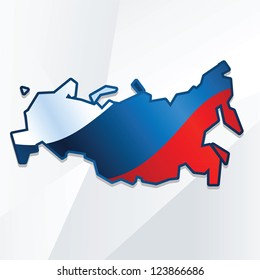Abstract Russia map with flag