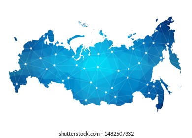 Abstract Russia Map geometric rumpled triangular low poly style gradient graphic on white background , line dots polygonal design for your . Vector illustration eps 10