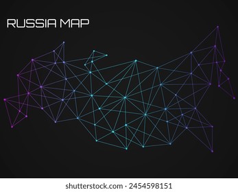 Mapa Abstractas de Rusia de línea y punto. Estructura geométrica, red poligonal