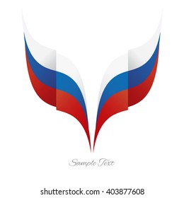 Abstract Russian Eagle Flag Ribbon Logo White Background