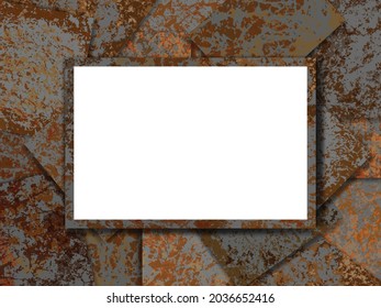 Abstract rusty metal texture. block of vintage steel plate with frame backgrounds,vector illustration