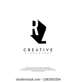 abstract RZ logo letter in shadow shape design concept