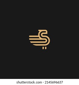 Abstract S bird logo template. Vector illustration of bird as a symbol of creativity, joy, friendliness and community
