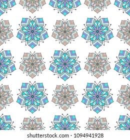 Abstract s flowers seamless pattern colorful tiles vector illuctration. Can be used for wallpaper, pattern fills, web page background, surface textures, textile design, floor tiles and other.