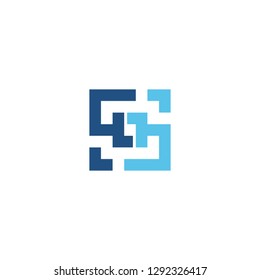 Abstract S and L Letter Square Shape Logo Design Symbol