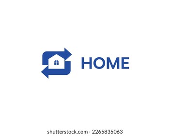 Abstract S letter with arrows and negative space house logo design concept