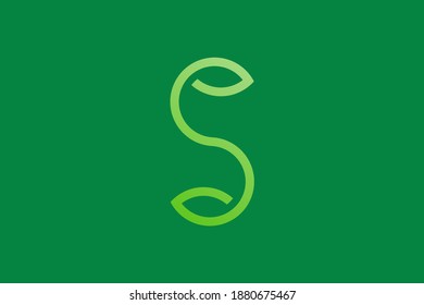 Abstract S letter and leaf logo vector template