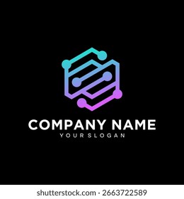 Abstract S letter technology premium logo design with hexagon vector