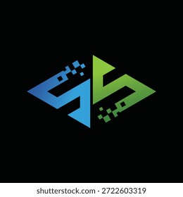 Logotipo Abstractas de S con gradiente y bordes pixelados