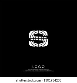 abstract S logo letter with circle shot design concept