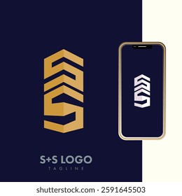Abstract S SS letter simple style logo design vector template