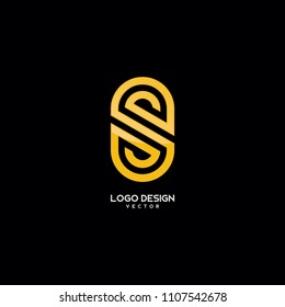 Abstract S Symbol in Gold Monogram Style