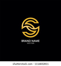 Abstract S Symbol in Gold Monogram Logo