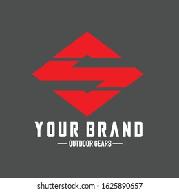 Abstract S symbol in red color isolated on light background can be used as sport club logo, company identity, outdoor gear shop