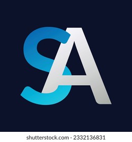 Resumen de la plantilla de diseño del logotipo de la letra SA. Ilustración del logotipo del vector.