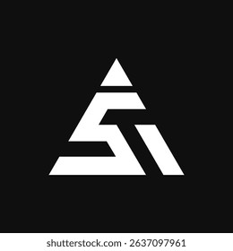 Abstract AS or SA letter logo with geometric triangle shape and unique monogram style, ideal for creative branding, identity templates, and modern minimalist design projects.