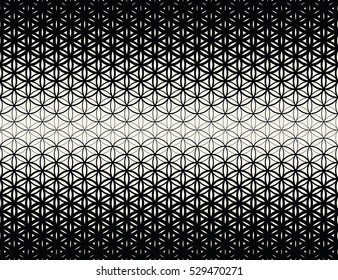 Abstract sacred geometry black and white gradient flower of life halftone  pattern