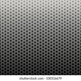 Abstract sacred geometry black and white gradient flower of life halftone  pattern