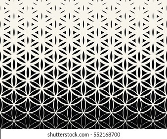 Abstract sacred geometry black   white gradient flower life halftone  pattern