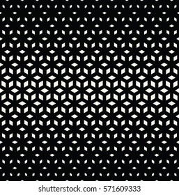 Abstract sacred geometry black and white grid halftone cubes pattern