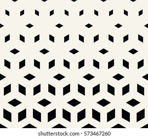 Abstract sacred geometry black and white grid halftone cubes pattern