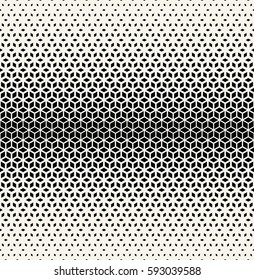 Abstract sacred geometry black and white grid halftone cubes pattern
