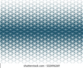 Abstract sacred geometry blue gradient flower of life halftone   pattern