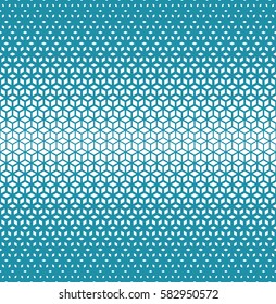 Abstract sacred geometry blue grid halftone cubes pattern