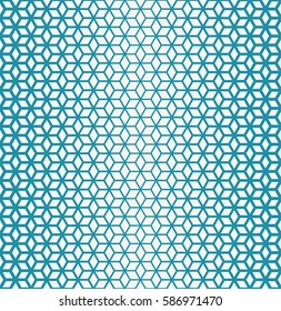 Abstract sacred geometry blue grid halftone cubes pattern