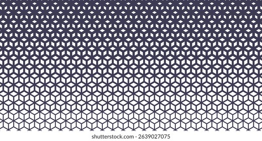Abstract sacred geometry purple grid halftone cubes pattern. vector