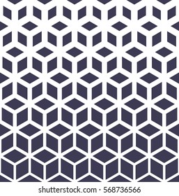 Abstract sacred geometry purple grid halftone cubes pattern