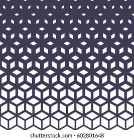 Abstract sacred geometry purple grid halftone cubes pattern