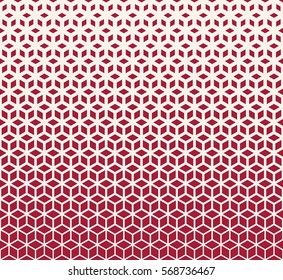 Abstract sacred geometry red grid halftone cubes pattern