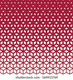 Abstract sacred geometry red grid halftone cubes pattern