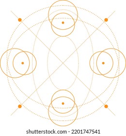 Abstract Sacred Geometry Shape Design Elements. Monoline Mystical Vector Design.
