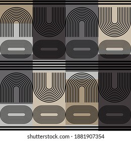 Abstract sacred geometry. Shapes made of lines. Seamless pattern. Ethnic boho ornament. Vector illustration for web design or print.