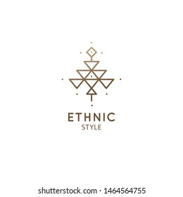 Abstract sacred logo template. Vector geometric icon. Simple alchemic symbol on white isolated background. Outline badge business emblem for design card, alchemy, zen, ecology, religion concepts, yoga