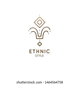 Abstract sacred logo template. Vector geometric icon. Simple alchemic symbol on white isolated background. Outline badge business emblem for design card, alchemy, zen, ecology, religion concepts, yoga