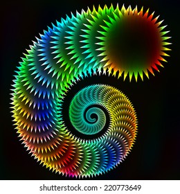 Abstract sacred spiral background futuristic geometric element, unusual colorful twirl artwork