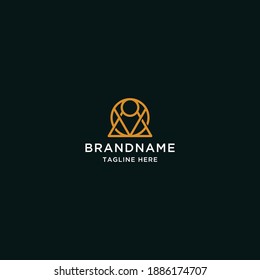 Abstract sacred triangle logo icon design, elegant, luxury, gold, modern template vector