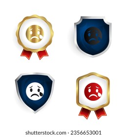 Abstract Sad Face With Tear Badge and Label Collection, can be used for business designs, presentation designs or any suitable designs.