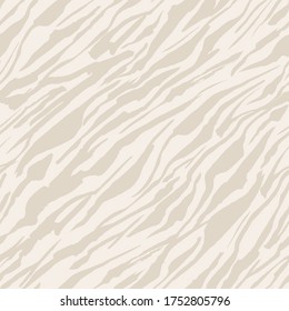 Abstract Safari pattern, white tiger or zebra seamless print, vector background. African safari wild animal fur skin pattern with beige stripes, simple flat modern decoration background
