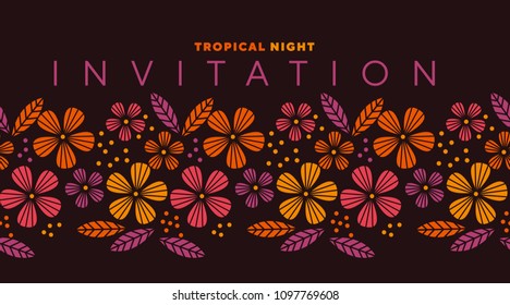 Abstract safari style flower design element. Decorative tropical floral motif for header, card, invitation, poster, cover and other web and print design projects. stock vector illustration.
