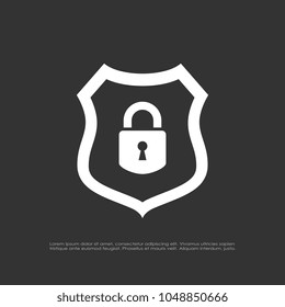 Abstract safety shield vector icon illustration isolated on black background