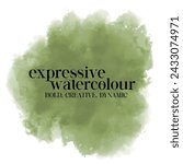 Abstract sage green expressive watercolor background